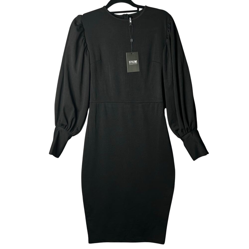 Stylewe Dress Womens S Black Long Puffed Sleeve Career Night Out Party NEW